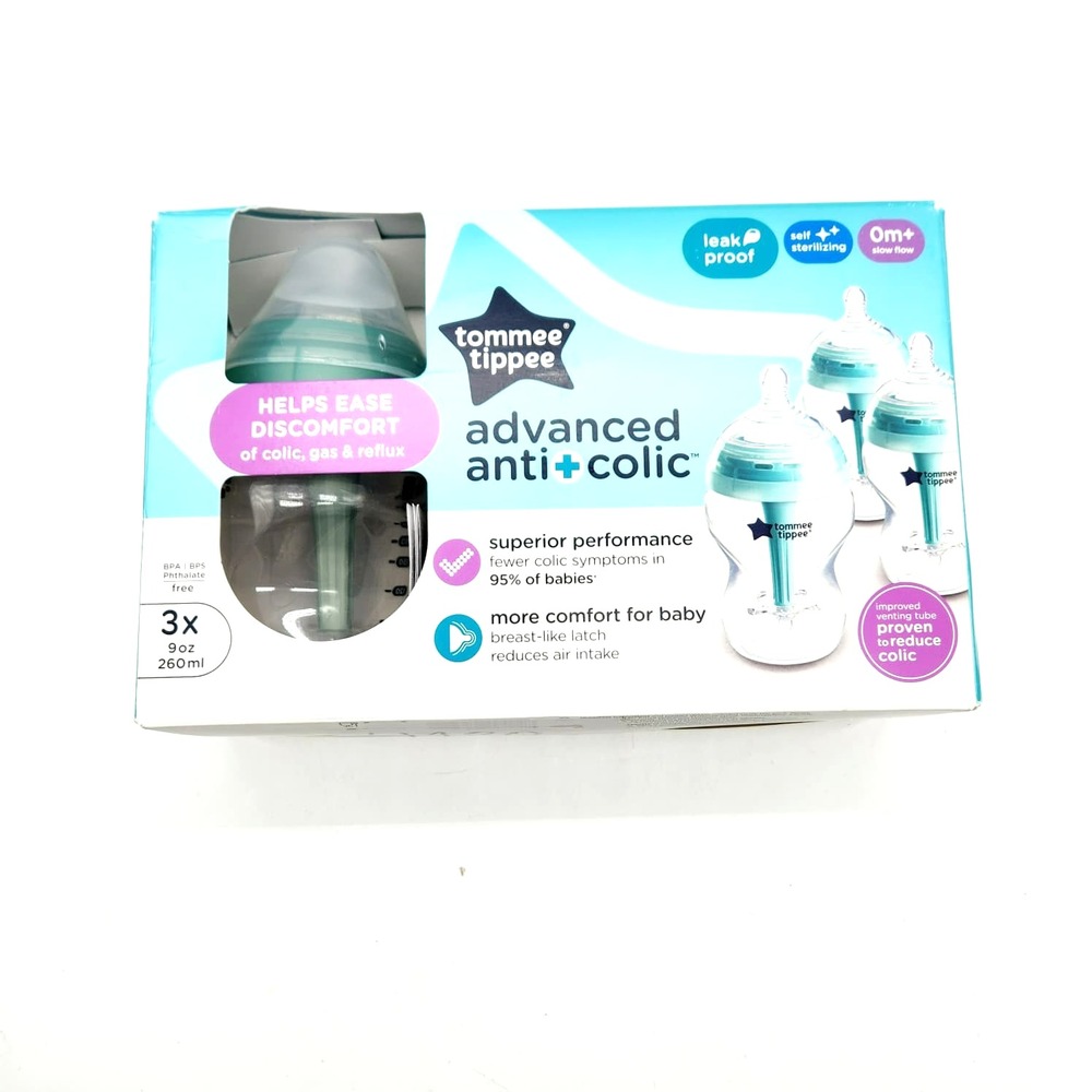 Tommee Tippee 3pk 9oz Anti-Colic‎ Bottles Slow Flow Self-Sterilizing Vented